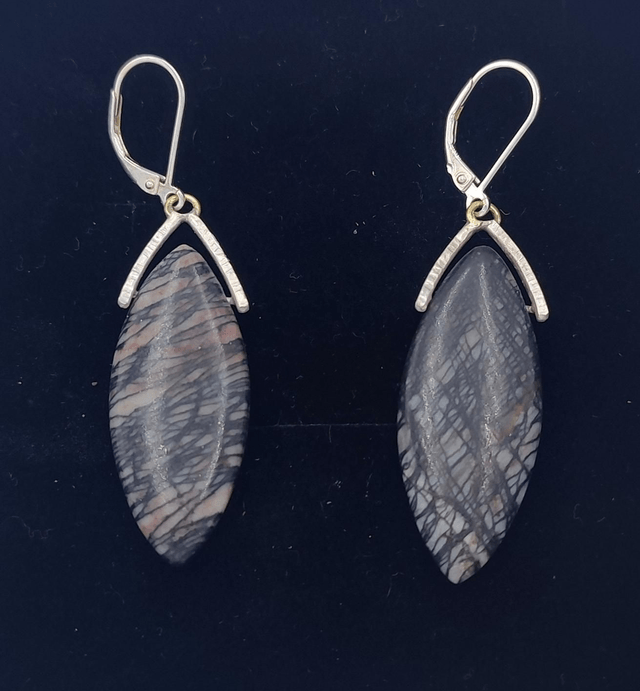 Pendants d'oreilles jaspe Picasso / argent 