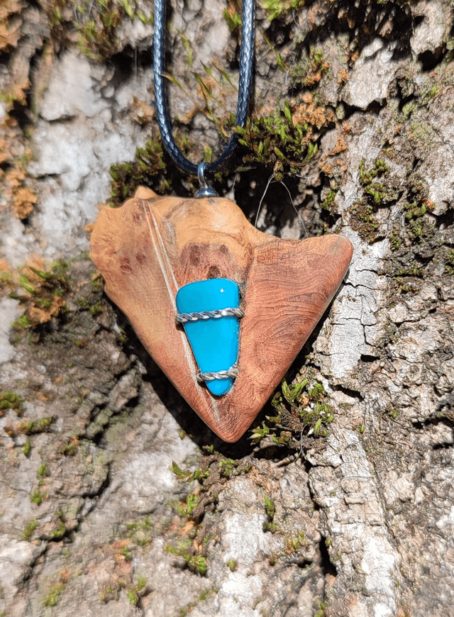 Pendentif chrysocolle / genévrier 