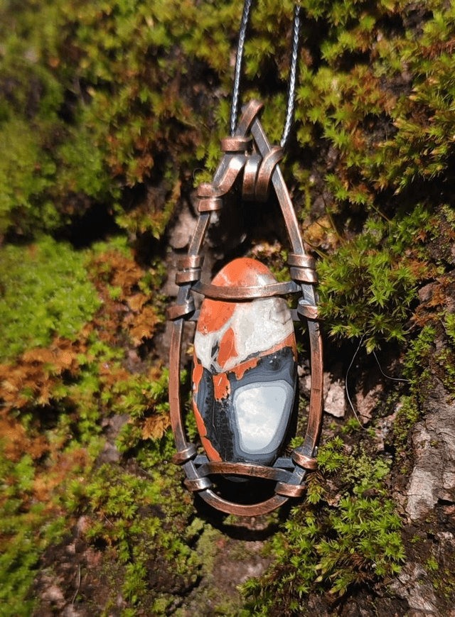 Pendentif jaspe Maligano / cuivre 