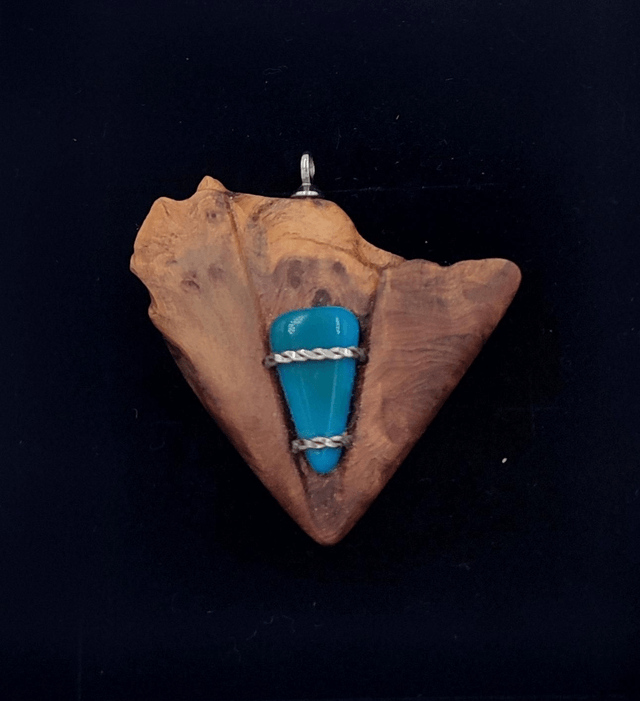 Pendentif chrysocolle / genévrier 
