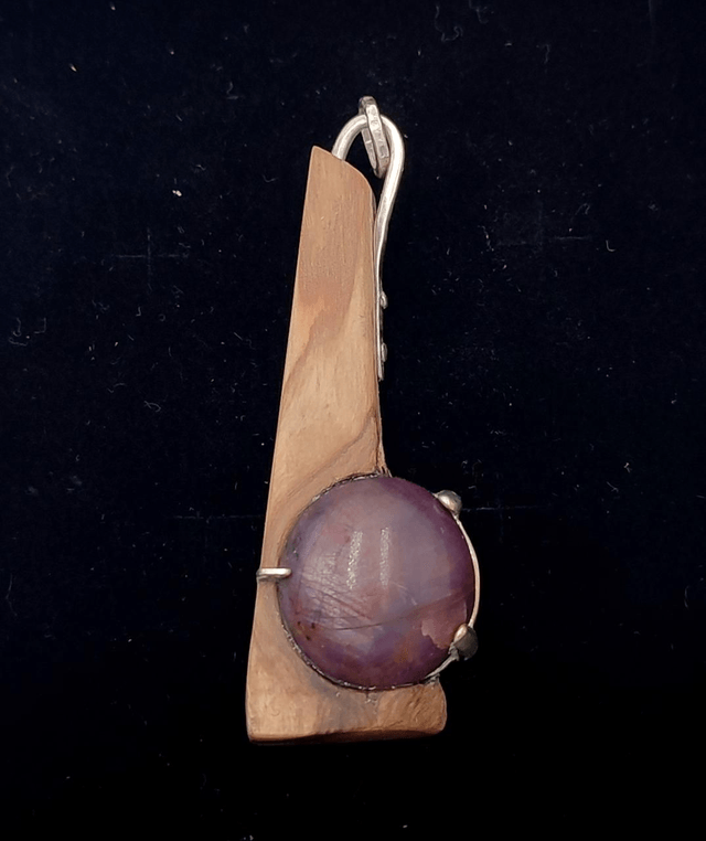 Pendentif rubis / olivier / argent 