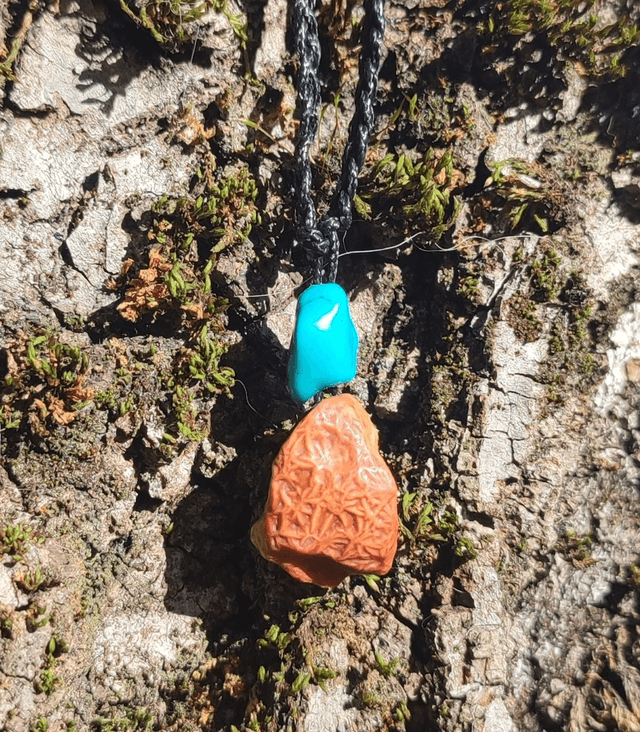 Pendentif agate / turquoise 
