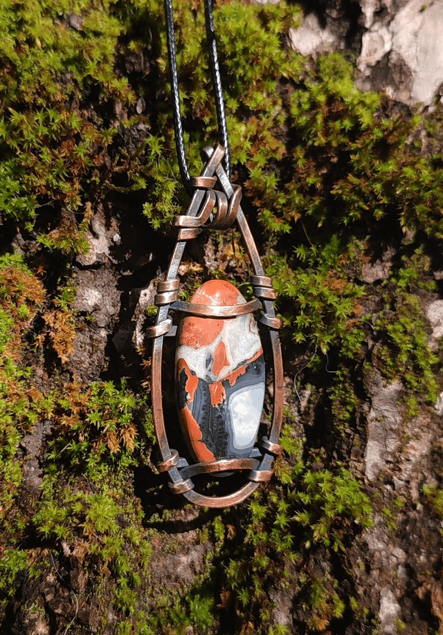 Pendentif jaspe Maligano / cuivre 