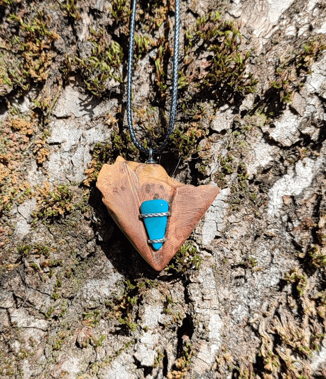 Pendentif chrysocolle / genévrier 