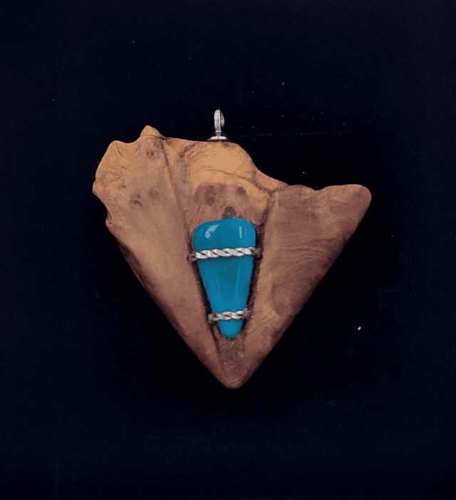 Pendentif chrysocolle / genévrier 