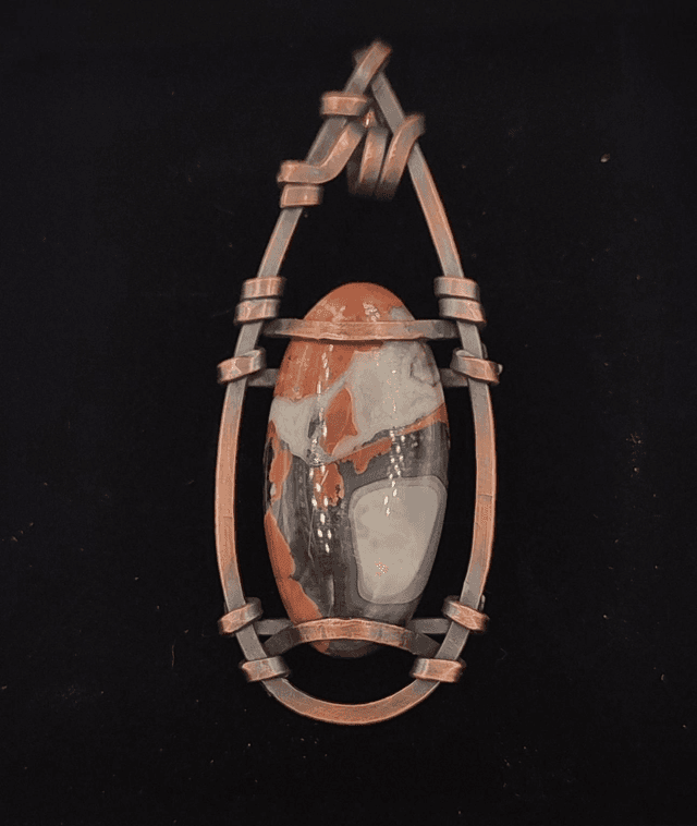 Pendentif jaspe Maligano / cuivre 
