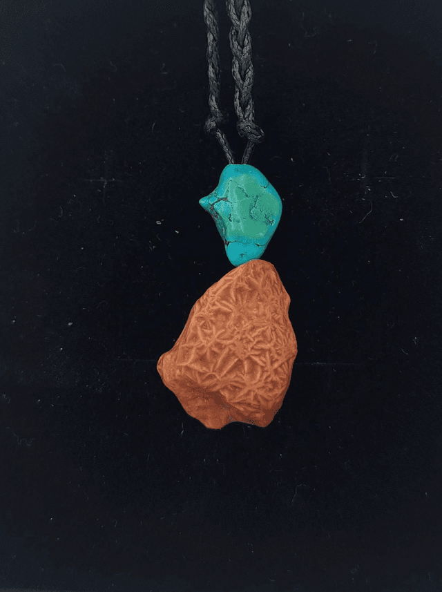 Pendentif agate / turquoise 